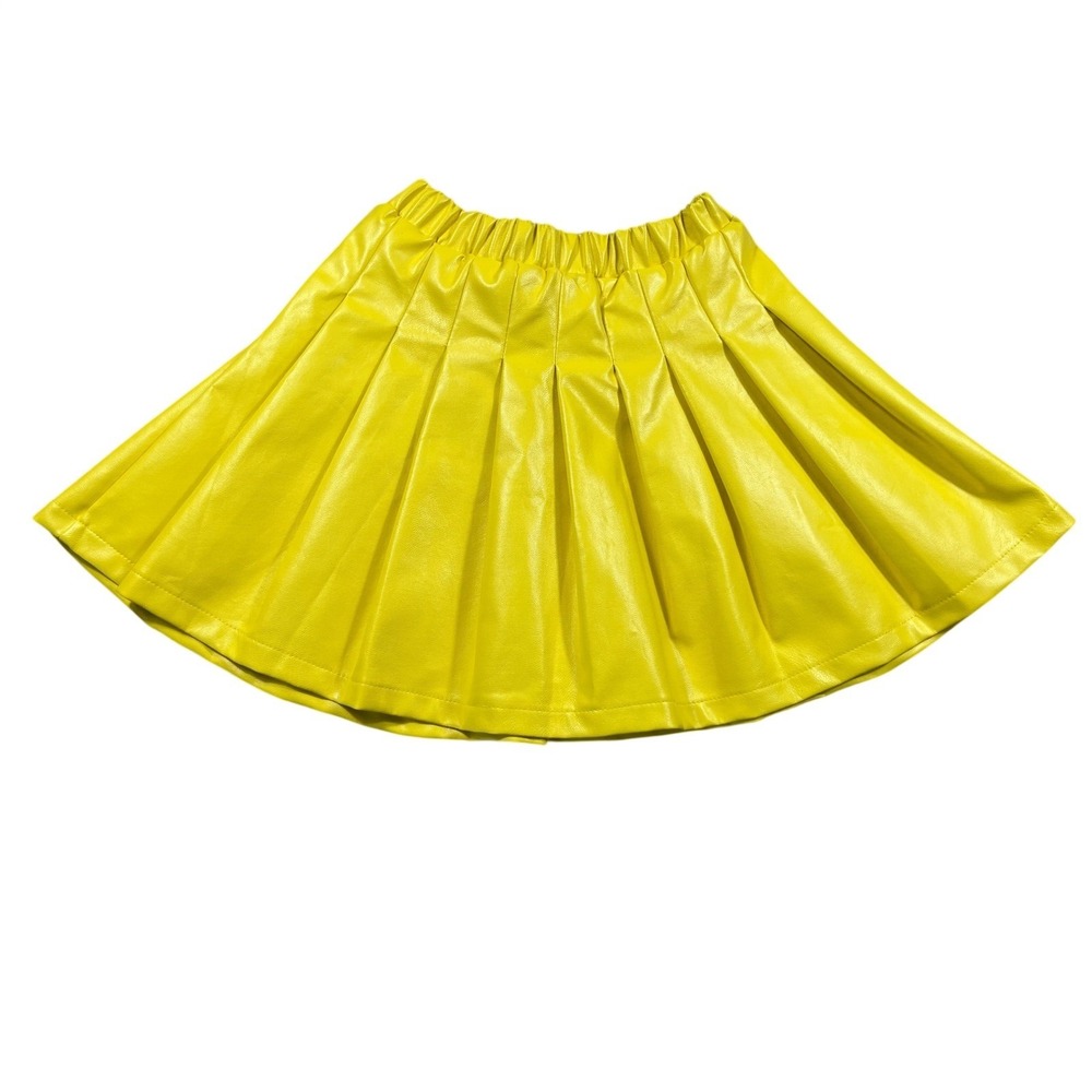 NWT Lola + The Boys Yellow Faux Leather Pleated Skirt Girls Size 8
